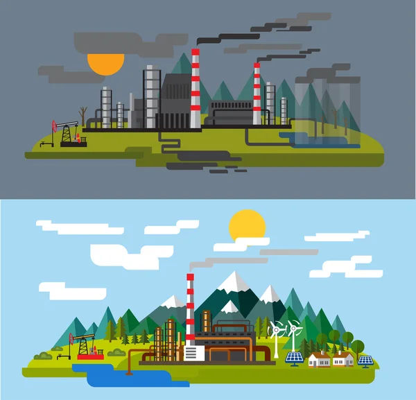 Farm and factory — Stock Vector