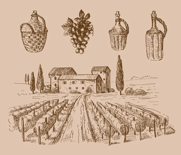 Doodle de vinho — Vetor de Stock