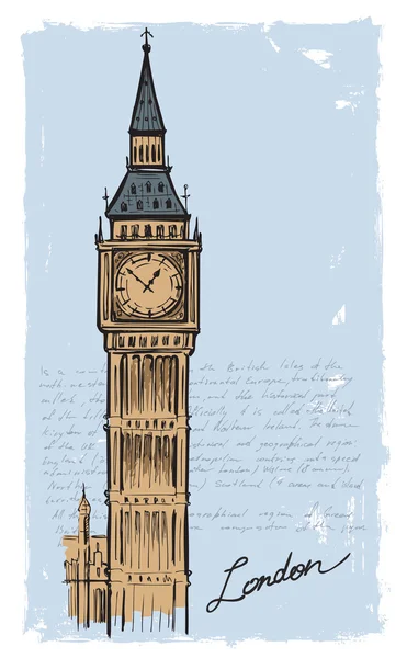 Dibujado a mano Big Ben — Vector de stock