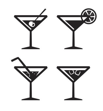 vektör siyah kokteyl simgesi