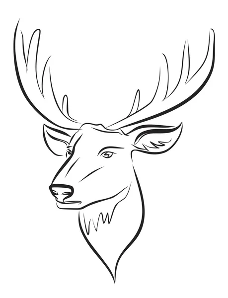 Vector black deer head — Stock Vector