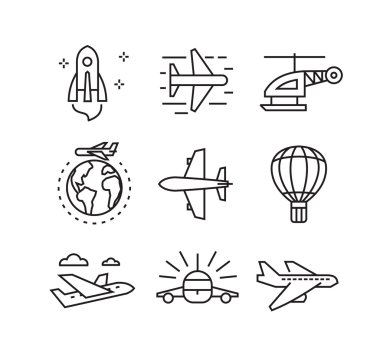 düz uçak simgeler