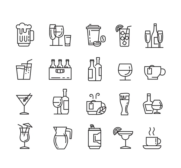Flat beverages icons — Stock Vector