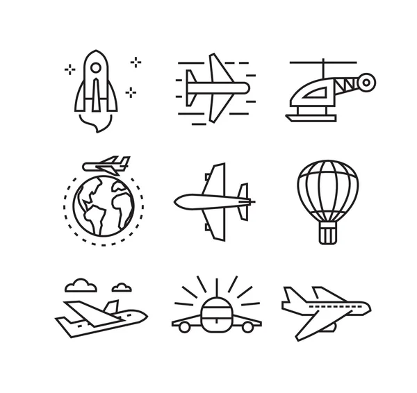Flat plane icons — Stock Vector