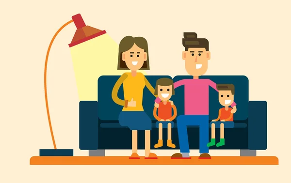 Familie op sofa — Stockvector