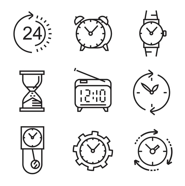 Horloges plates noires — Image vectorielle
