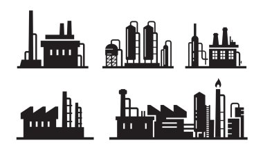 düz fabrika simgeler