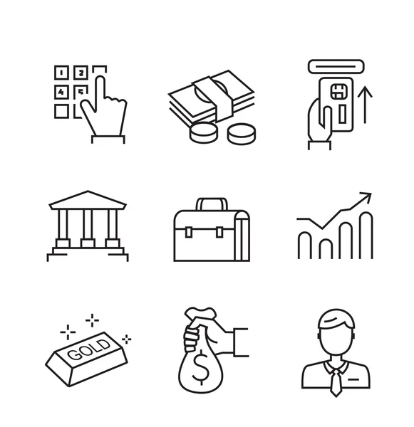 Iconos de negocios planos — Vector de stock