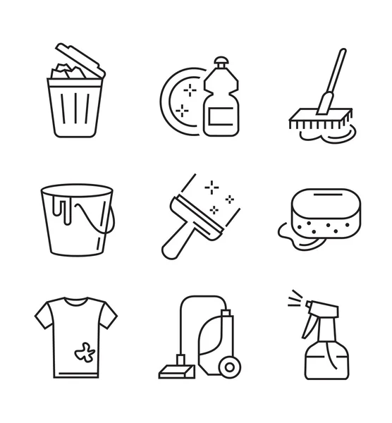 Iconos de limpieza plana — Vector de stock