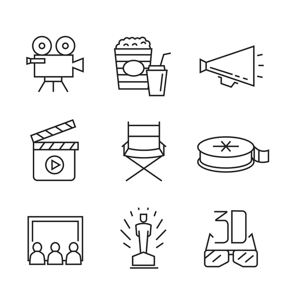 Iconos de película plana — Vector de stock