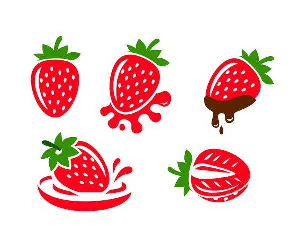 Color Strawberry icons — Stock Vector