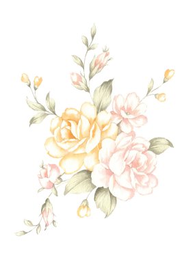 basit beyaz arka plan illüstrasyon buket