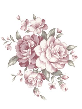 basit beyaz arka plan illüstrasyon buket