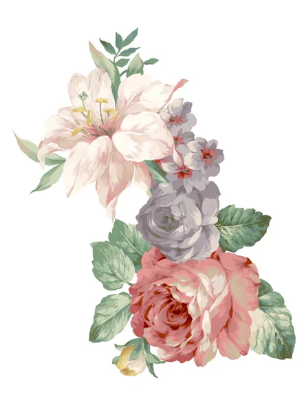 Illustration bouquet  in simple white background — Stock Photo, Image