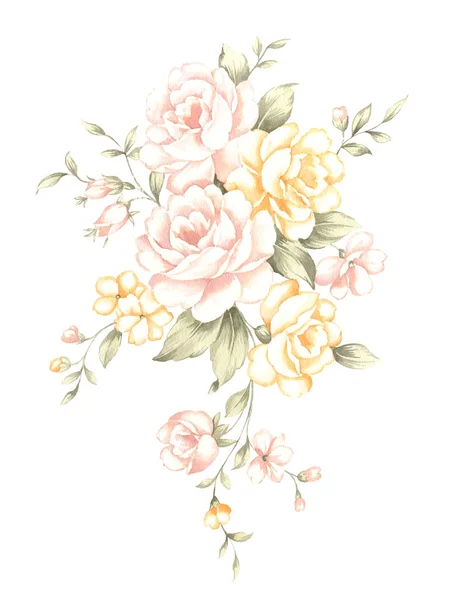 Illustration bouquet  in simple white background — Stock Photo, Image