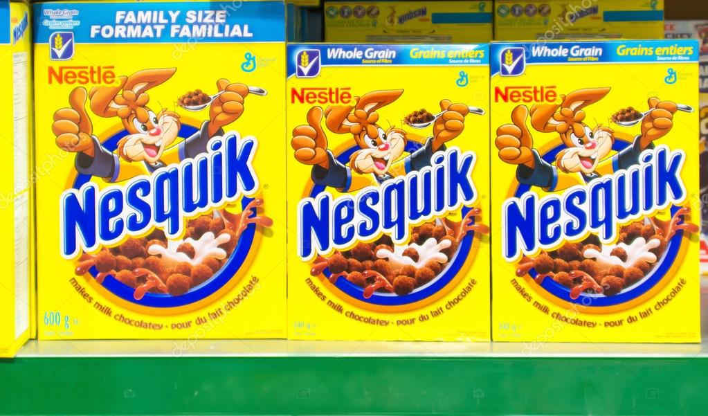 Nestle Nesquik Cereal in a Store Shelf Stock Editorial Photo © yelo34
