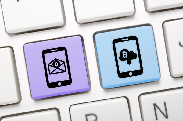 Bitcoins-toets op keyboard — Stockfoto