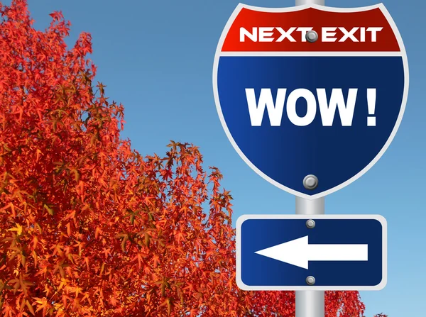 Wow road sign — Stock Photo, Image
