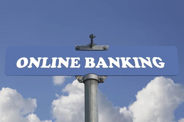 Online bankieren verkeersbord — Stockfoto