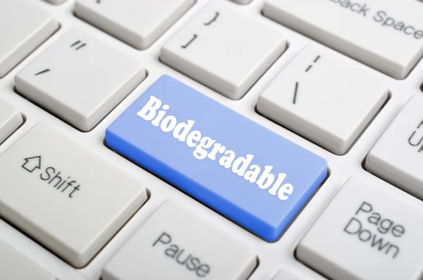 Biodegradable key on keyboard — Stock Photo, Image