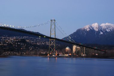 Gece sahne şehir merkezindeki Stanley Park, Vancouver