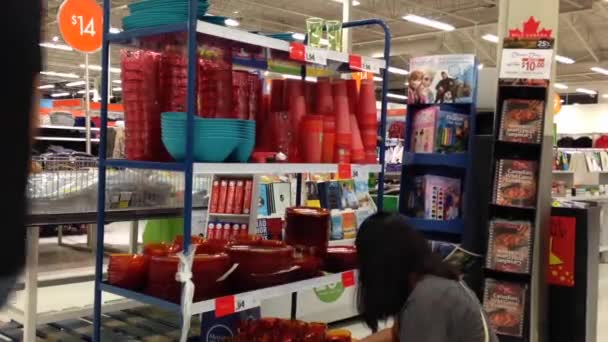 Customer buying stuff inside superstore — Stock Video