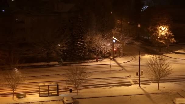 Ruch burzy śnieżnej w nocy — Wideo stockowe
