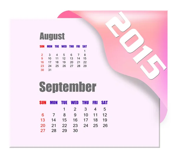 Września 2015 - kalendarz serii — Zdjęcie stockowe