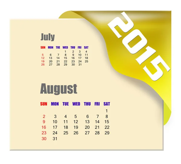 Agosto 2015 - Serie calendario — Foto Stock