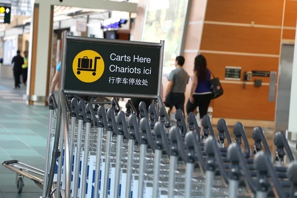 Carrinhos de estacionamento aqui sinal — Fotografia de Stock