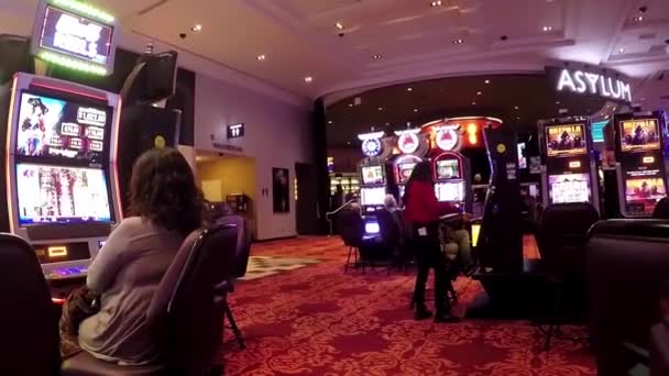 Close up machine inside Hard Rock Casino in Coquitlam BC Canada with wide angle shot. — Stock Video