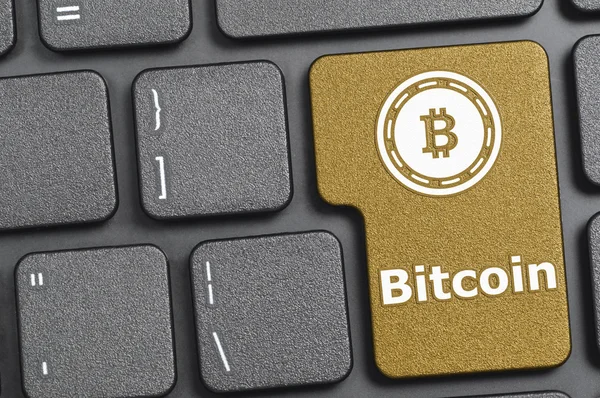 Bitcoin op toetsenbord — Stockfoto