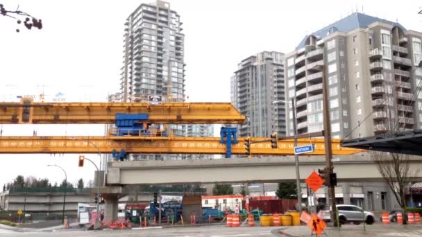 Nouveau chantier de construction d'une nouvelle station de skytrain à Coquitlam BC Canada . — Video