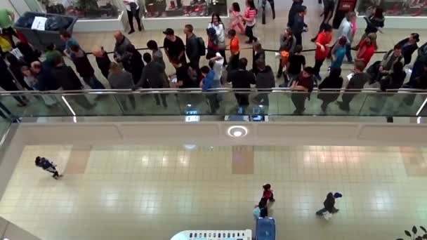 People line up for waiting celebrity photograph with wide angle camera shot — Stock Video