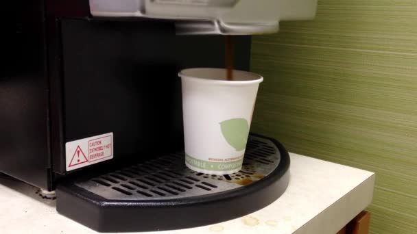 Video van koffie gieten in papier beker — Stockvideo