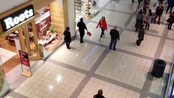 Top shot of people shopping inside Burnaby shopping mall — Stock Video