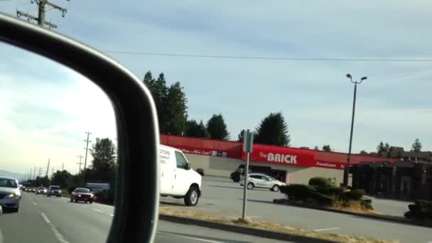 Back road reflected in car mirror — Stock Video