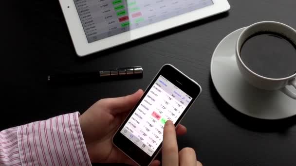 Nő ellenőrzés globális árfolyam iPhone — Stock videók