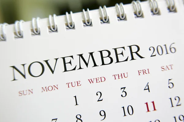 Zavřít kalendář listopadu 2016 — Stock fotografie
