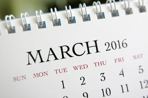 Zavřít kalendář březen 2016 — Stock fotografie