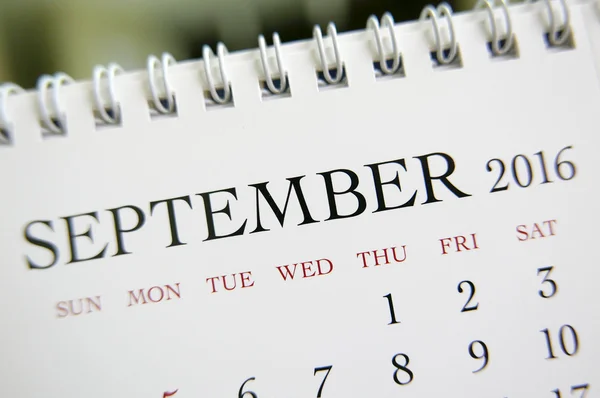 Календарь закрытия сентября 2016 года — стоковое фото