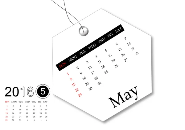 2016 年 5 月 - タグのデザインのカレンダー シリーズ — ストック写真