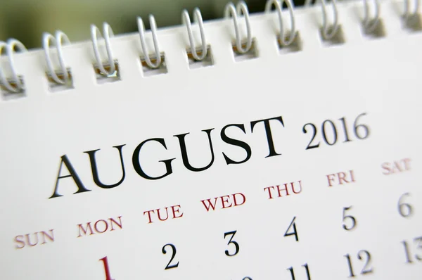 Close up calendar of August 2016 — Stock Photo, Image