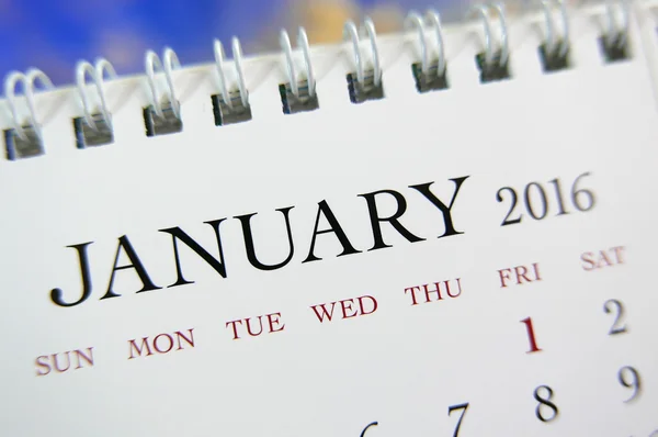 Close-up van de agenda voor januari 2016 — Stockfoto