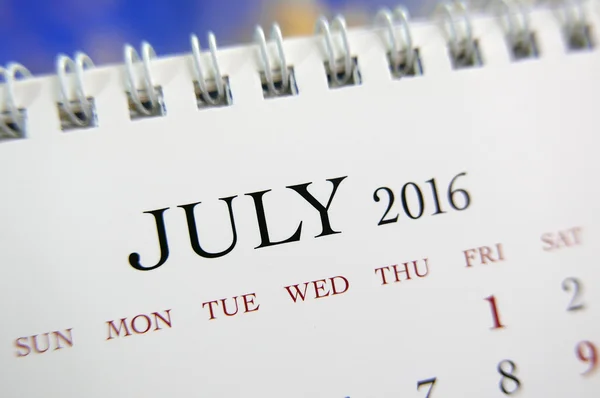 Nahaufnahme-Kalender Juli 2016 — Stockfoto