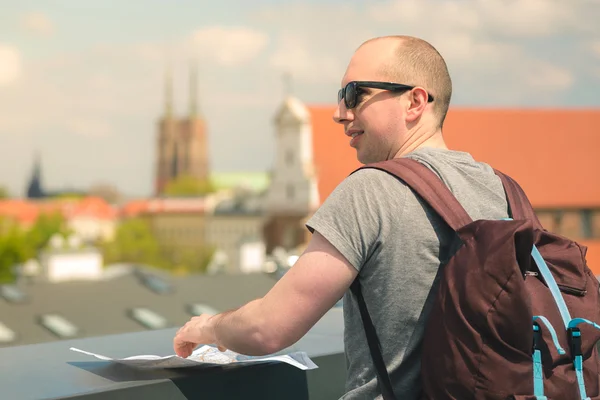 Toeristisch stadsplan met Gps Stockfoto