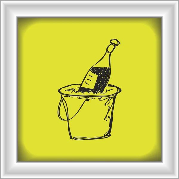 Enkla doodle champagne i en hink — Stock vektor