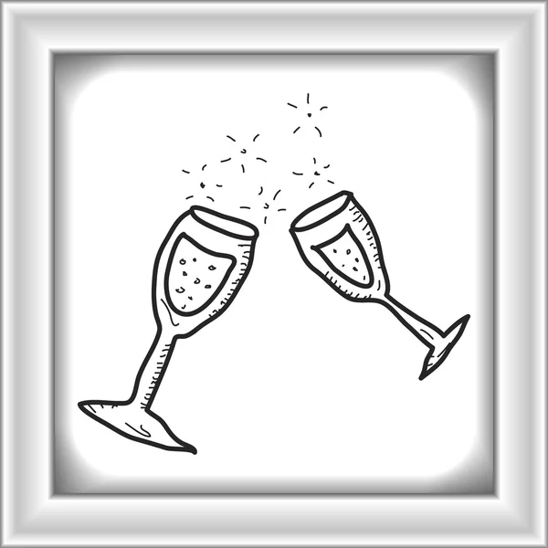 简便的涂鸦的香槟杯 — 图库矢量图片