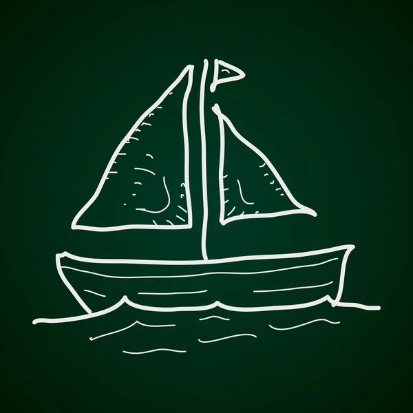 简便的涂鸦的小船的风帆 — 图库矢量图片
