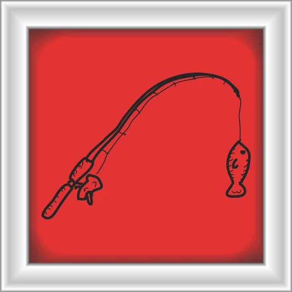 Απλή doodle του ένα καλάμι ψαρέματος — Διανυσματικό Αρχείο